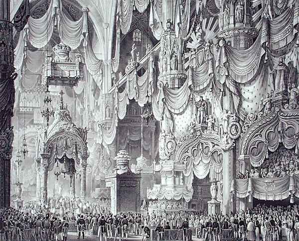 Coronation of Ferdinand I 1793-1875 in Milan Cathedral, 1st September 1838, engraved by Federico Cassina, from Incoronazione de SMIRA Ferdinando I, il Re del Regno Lombard-Veneto, published 1838 Oil Painting by Alessandro Sanquirico