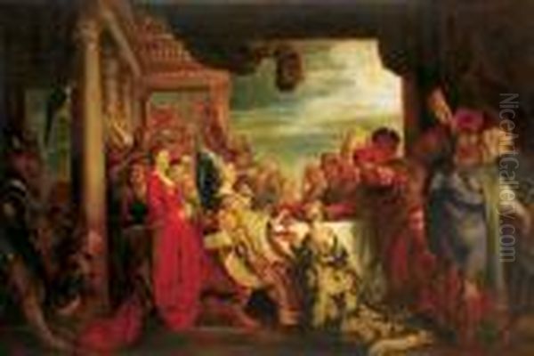 The Feast Of Esther Oil Painting by Peter Paul Rubens