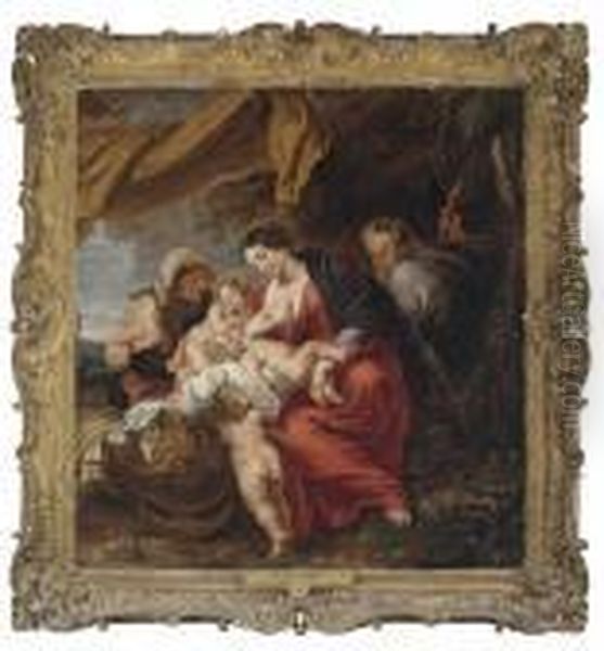 The Holy Family With Saint Elizabeth, The Infant Saint John Thebaptist And An Angel Oil Painting by Peter Paul Rubens