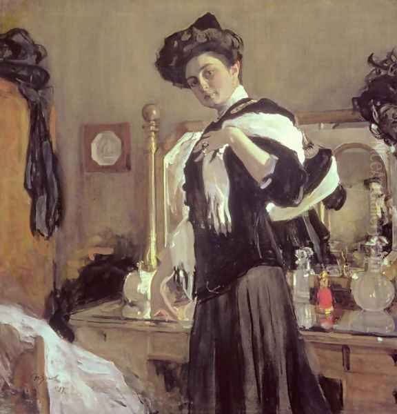 Portrait of Henrietta Hirshmann (1885-1970), 1907 Oil Painting by Valentin Aleksandrovich Serov