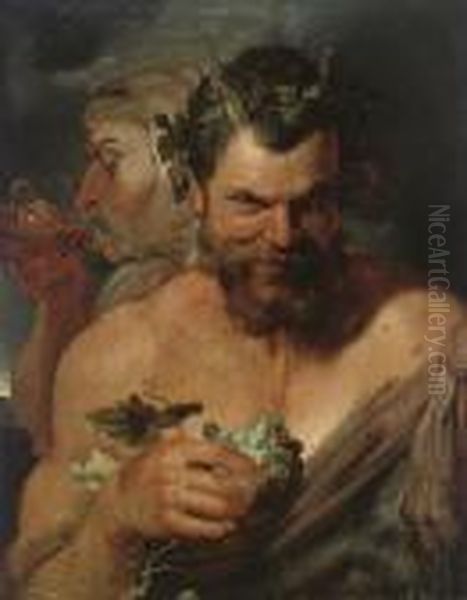 Two Drunken Satyrs Oil Painting by Peter Paul Rubens