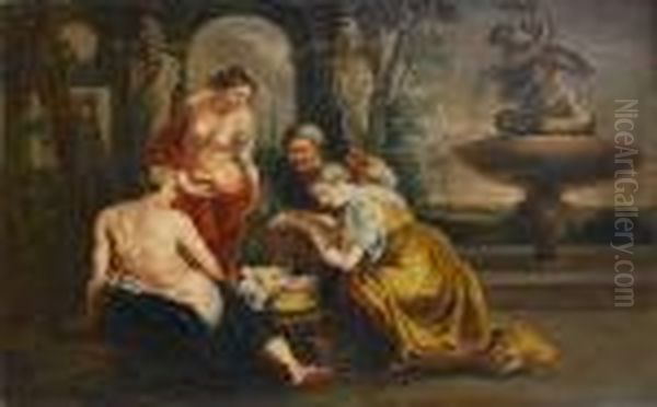 The Daughters Of Cecrops Finding Erichthonius Oil Painting by Peter Paul Rubens