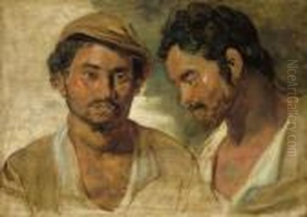 Two Studies Of A Man, Head And Shoulders Oil Painting by Peter Paul Rubens