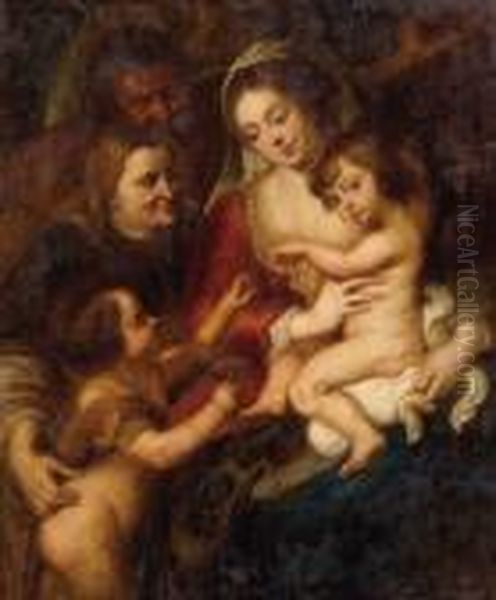 Die Hl. Familie Mit Elisabeth Und Dem Johannesknaben Oil Painting by Peter Paul Rubens