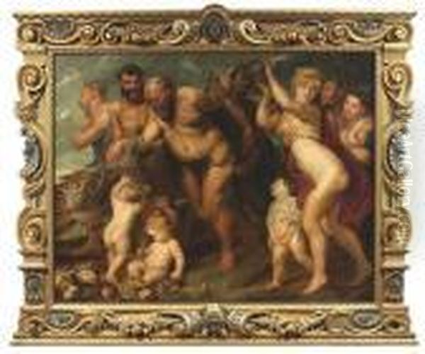 The Bacchanal. Oil/canvas Oil Painting by Peter Paul Rubens