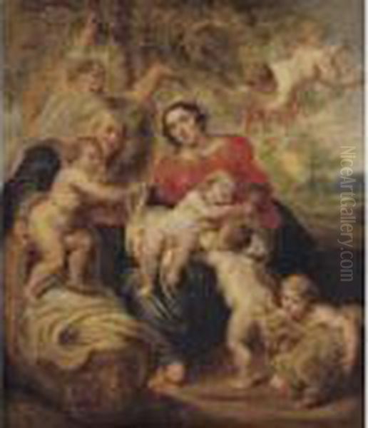 Holy Family With Saint Elizabeth And Saint John Oil Painting by Peter Paul Rubens