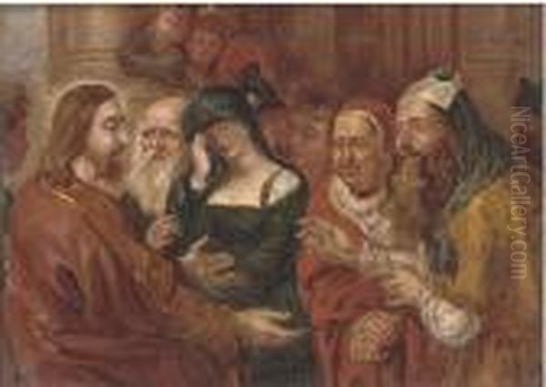 Christ And The Woman Taken In Adultery Oil Painting by Peter Paul Rubens