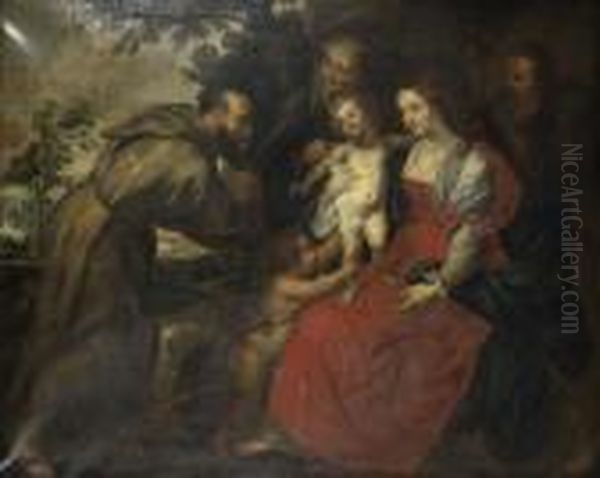 The Holy Family And Saint Anne And Saint Francis. Oil Painting by Peter Paul Rubens