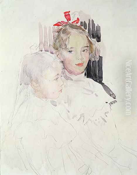 The Botkin Children Oil Painting by Valentin Aleksandrovich Serov