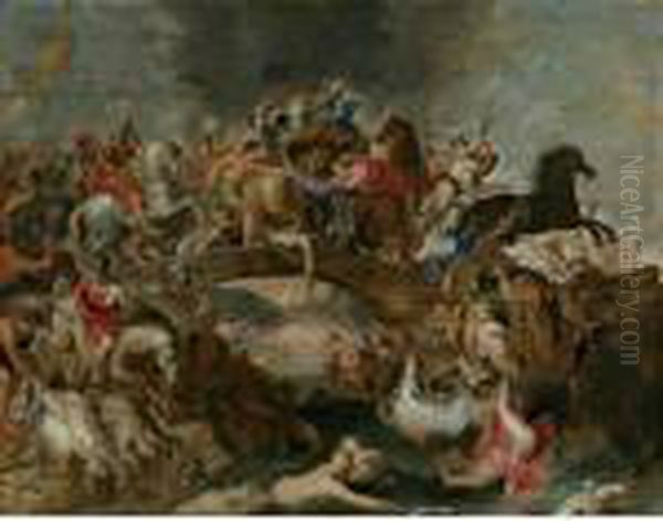 Theseus Leading The Athenian Soldiers Against The Amazons Oil Painting by Peter Paul Rubens