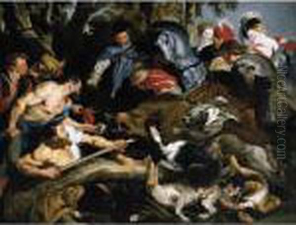 A Boar Hunt Oil Painting by Peter Paul Rubens