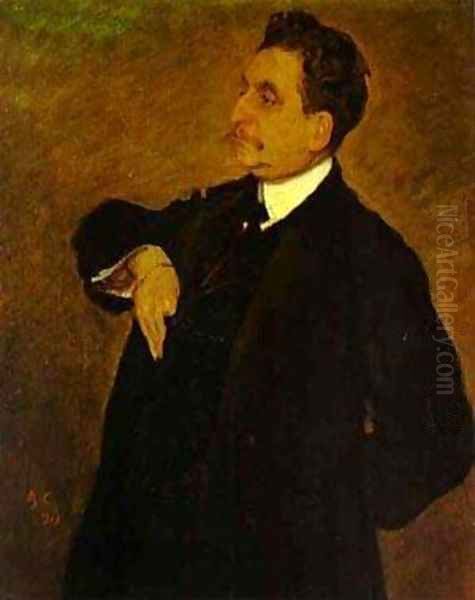 Portrait Of Vladimir Girshman 1911 Oil Painting by Valentin Aleksandrovich Serov