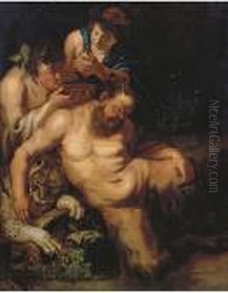 The Drunken Silenus Attended By Bacchantes Oil Painting by Peter Paul Rubens