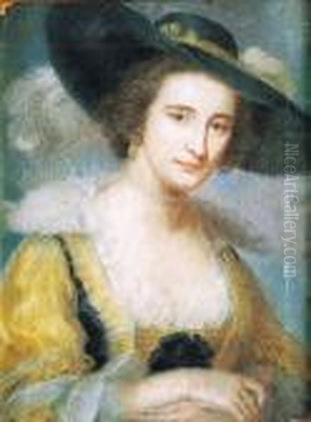 Retrato De Dama Con Sombrero De Plumas, Busto Oil Painting by Peter Paul Rubens