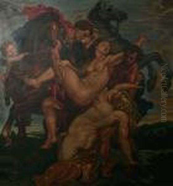 Rape Of The Daughters Of Leucippus Oil Painting by Peter Paul Rubens