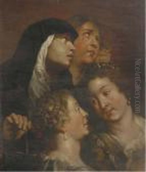 A Study Of Four Female Heads Oil Painting by Peter Paul Rubens