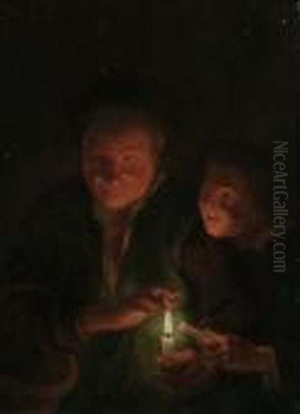 An Elderly Woman With A Candle, A Boy Looking On Oil Painting by Peter Paul Rubens