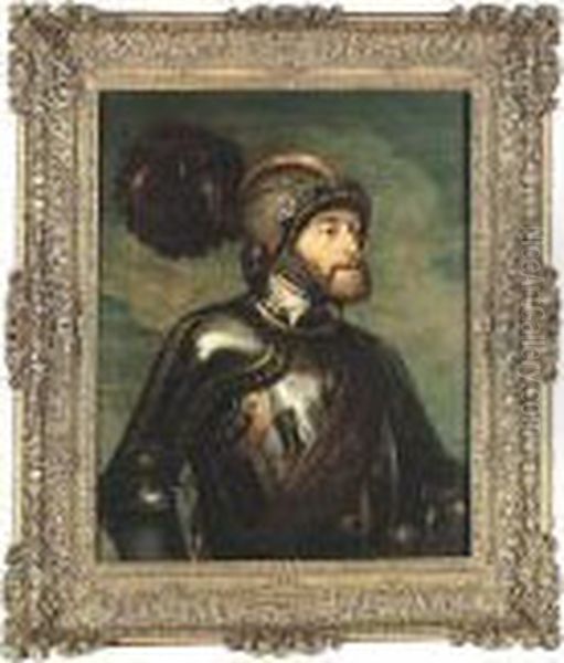 Portrait Of The Emperor Charles V In Armor (after Titian) Oil Painting by Peter Paul Rubens