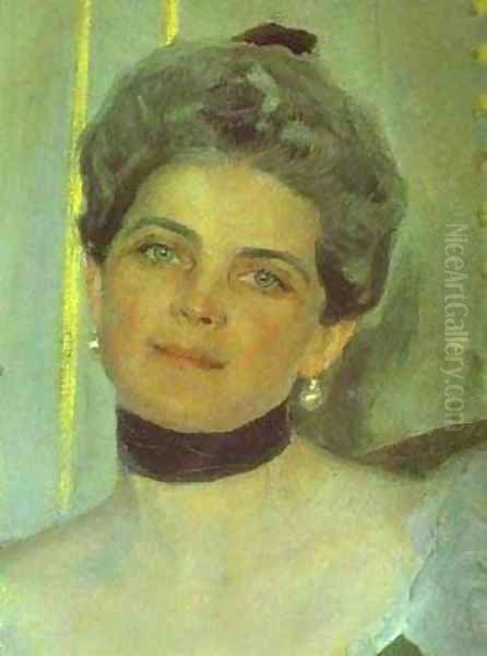 Portrait Of Princess Zinaida Yusupova Detail 1900-2 Oil Painting by Valentin Aleksandrovich Serov