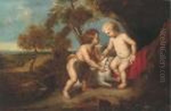 The Christ Child And The Infant Saint John The Baptist In Alandscape Oil Painting by Peter Paul Rubens