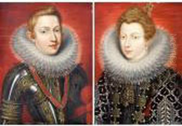 A Portraits Of Phillip Iii Of Spain And His Wife Margaret Of Austria Oil Painting by Peter Paul Rubens