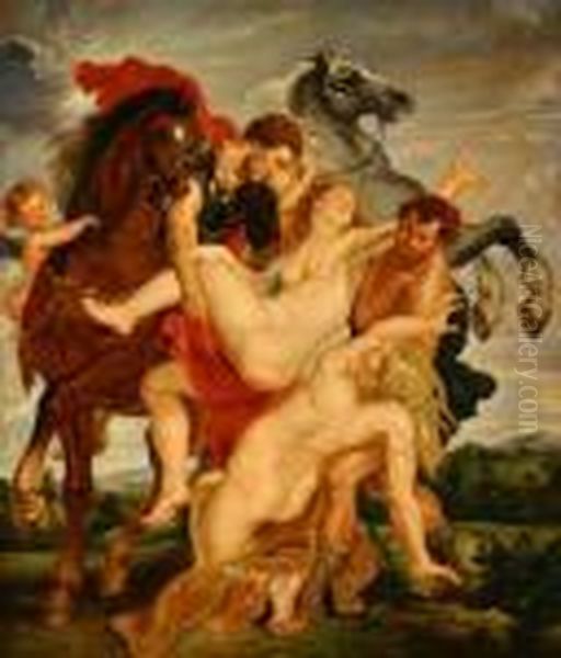 Rape Of The Daughters Of Leucippus Oil Painting by Peter Paul Rubens