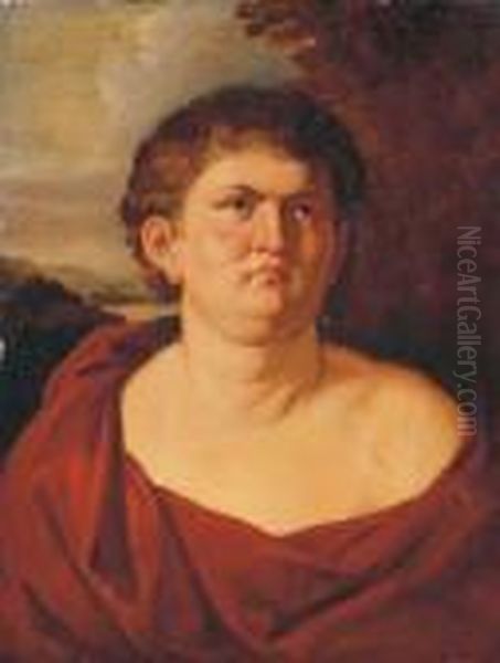 Portrait Of Emperor Nero, Half-length, In A Red Toga, A Landscapebeyond Oil Painting by Peter Paul Rubens