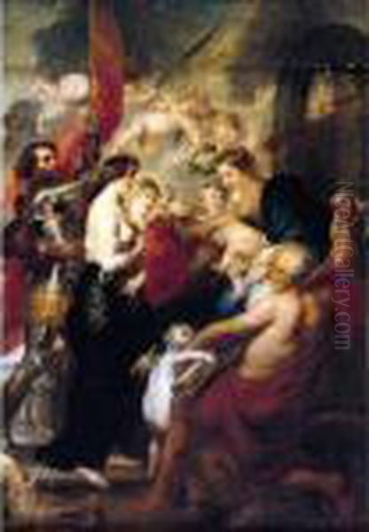 The Virgin And Child With Saints George, Mary Magdalene, Jerome And Augustine Oil Painting by Peter Paul Rubens