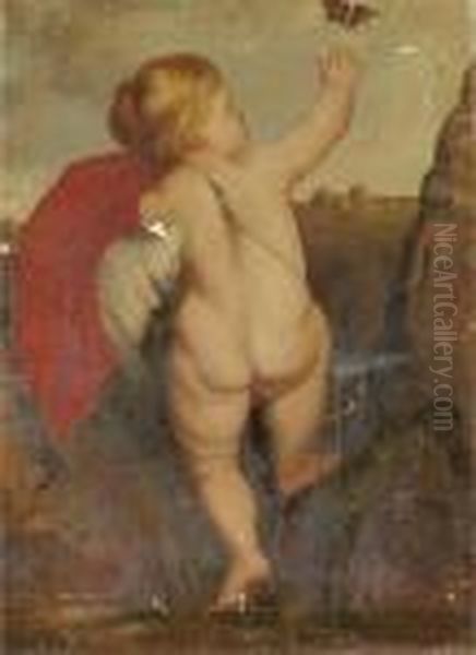 A Putto Oil Painting by Peter Paul Rubens