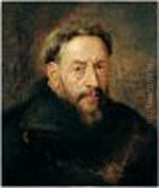 Portrait Of A Capuchin Monk, Head And Shoulders, Wearing A Chain Oil Painting by Peter Paul Rubens