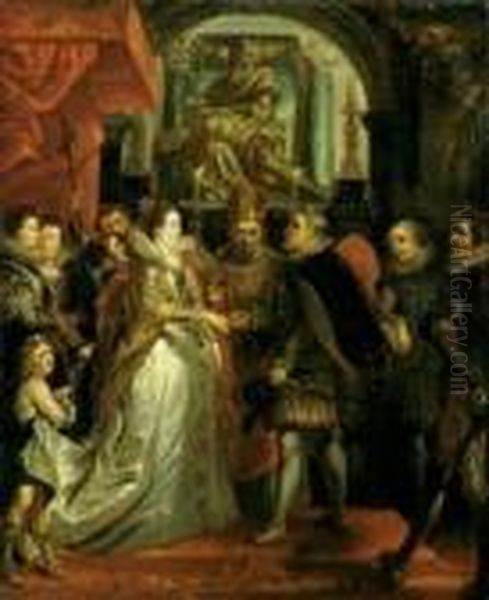 Die Vermahlung Der Maria Von 
Medici (nach Dem Gemalde Aus Dem Maria Von Medici-zyklus Im Louvre, 
Paris Bzw. Nach Der Olskizze In Der Alten Pinakothek, Munchen). Oil Painting by Peter Paul Rubens