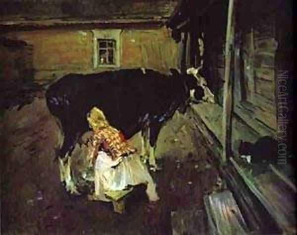 Farm Yard In Finland 1902 Oil Painting by Valentin Aleksandrovich Serov