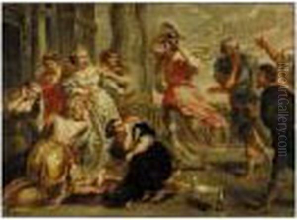 Achilles And The Daughter Of Lycomedes Oil Painting by Peter Paul Rubens