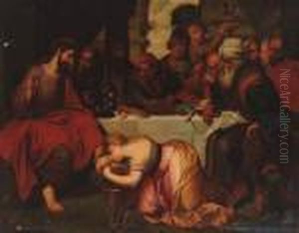 Christ In The House Of Simon The Pharisee Oil Painting by Peter Paul Rubens