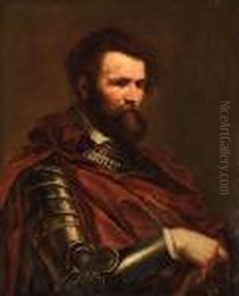 Portrait Of A Commander, Half-length, In Armour With A Redsash Oil Painting by Peter Paul Rubens