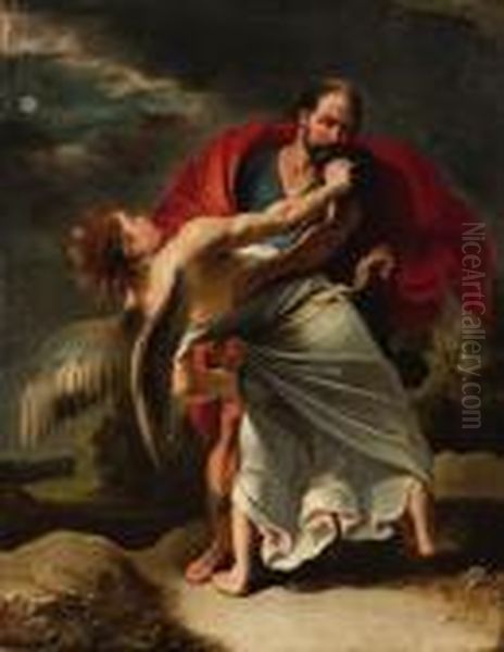 Jacob Wrestling With The Angel Oil Painting by Peter Paul Rubens