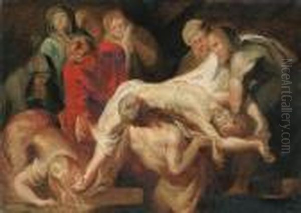 The Entombment - A Sketch Oil Painting by Peter Paul Rubens