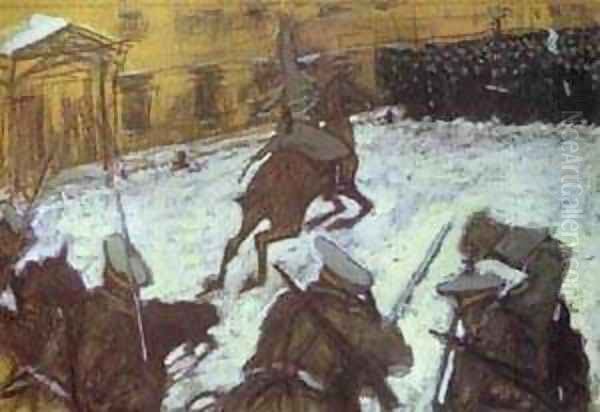 Soldiers Soldiers Heroes Everyone 1905 Oil Painting by Valentin Aleksandrovich Serov