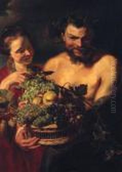 A Satyr And Baccante Oil Painting by Peter Paul Rubens