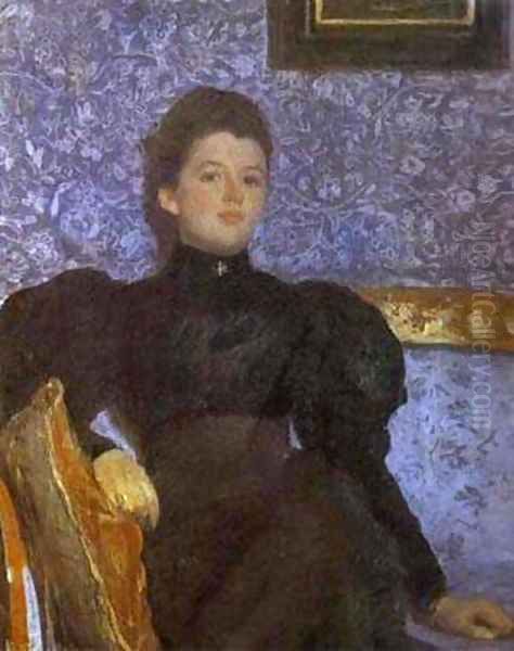 Portrait Of Countess Varvara Musina Pushkina 1895 Oil Painting by Valentin Aleksandrovich Serov