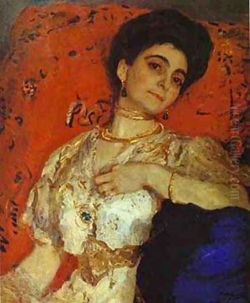 Portrait Of Maria Akimova 1908 Oil Painting by Valentin Aleksandrovich Serov