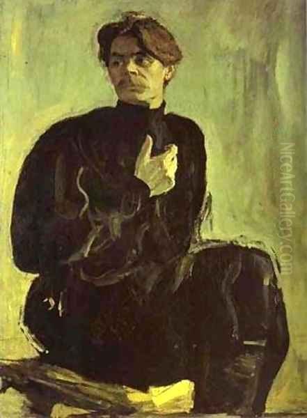 Portrait Of The Writer Maxim Gorky 1905 Oil Painting by Valentin Aleksandrovich Serov