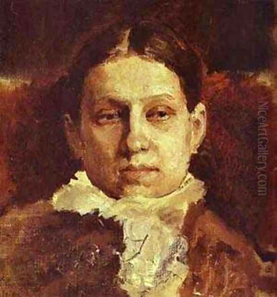 Portrait Of Vera Repina 1881 Oil Painting by Valentin Aleksandrovich Serov