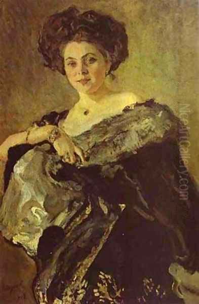 Portrait Of Yevdokia Morozova 1908 Oil Painting by Valentin Aleksandrovich Serov