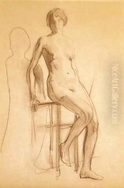 Study of a Nude Oil Painting by Valentin Aleksandrovich Serov