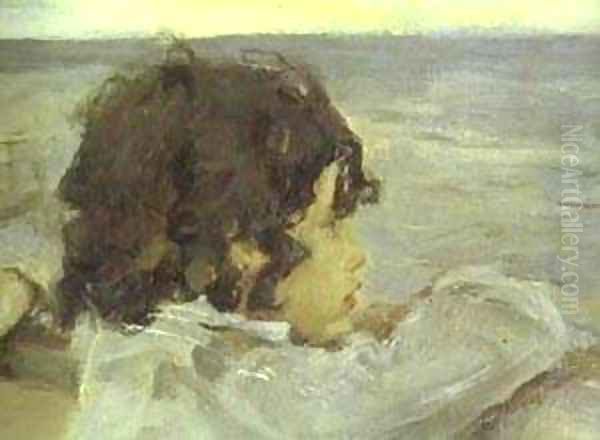 The Children (Yura Serov) Detail 1899 Oil Painting by Valentin Aleksandrovich Serov