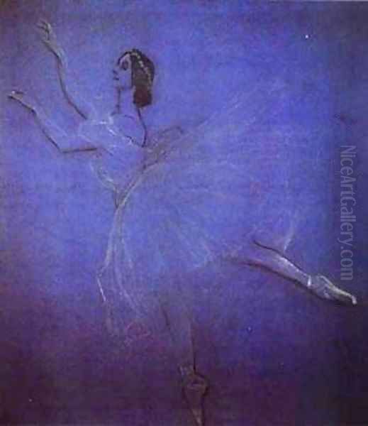 Anna Pavlova In The Ballet Sylphyde 1909 Oil Painting by Valentin Aleksandrovich Serov