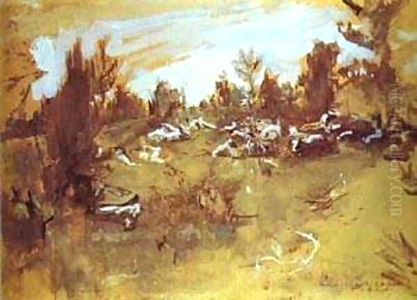 Herd 1890s Oil Painting by Valentin Aleksandrovich Serov