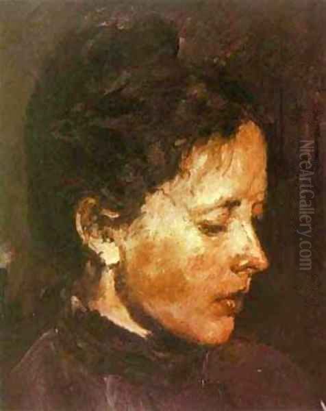 Portrait Of Olga Serova 1889-90 Oil Painting by Valentin Aleksandrovich Serov