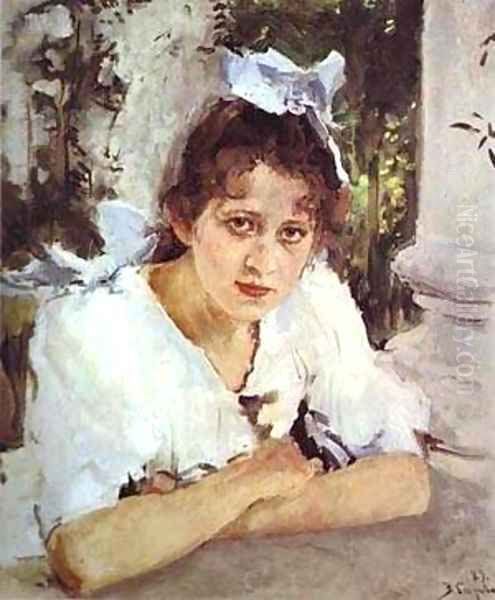 Portrait Of Praskovya Mamontova 1889 Oil Painting by Valentin Aleksandrovich Serov